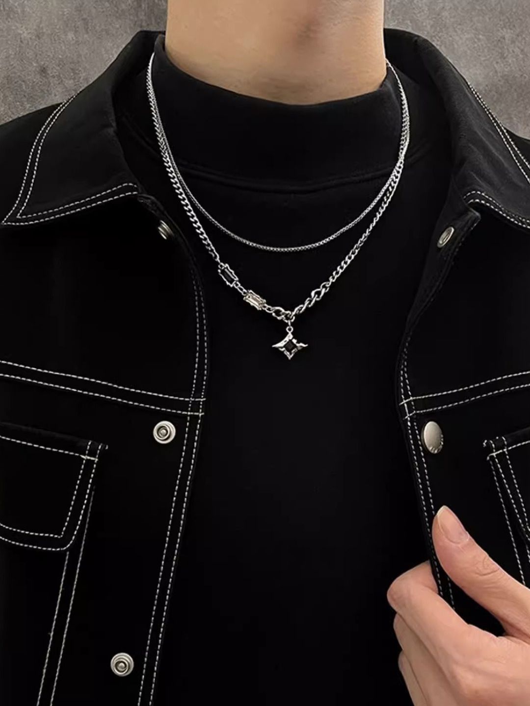 Stainless Steel Silver-Plated Artificial Stones Minimal Necklace