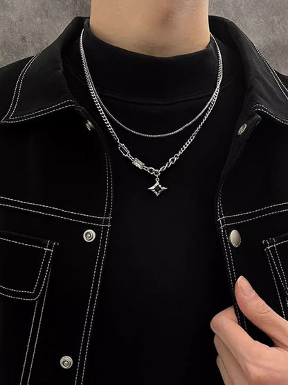 Stainless Steel Silver-Plated Artificial Stones Minimal Necklace