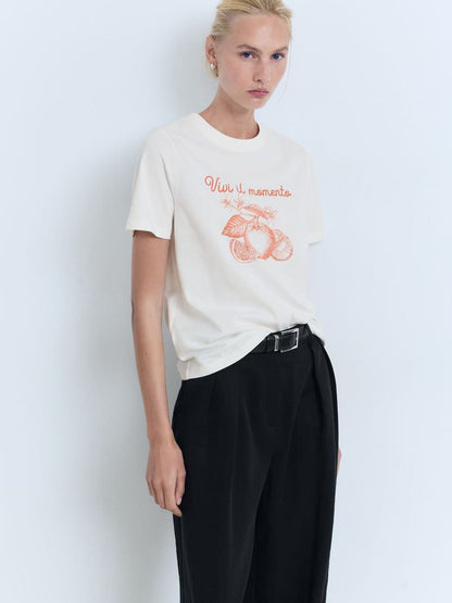 Conversational Print Pure Cotton T-shirt