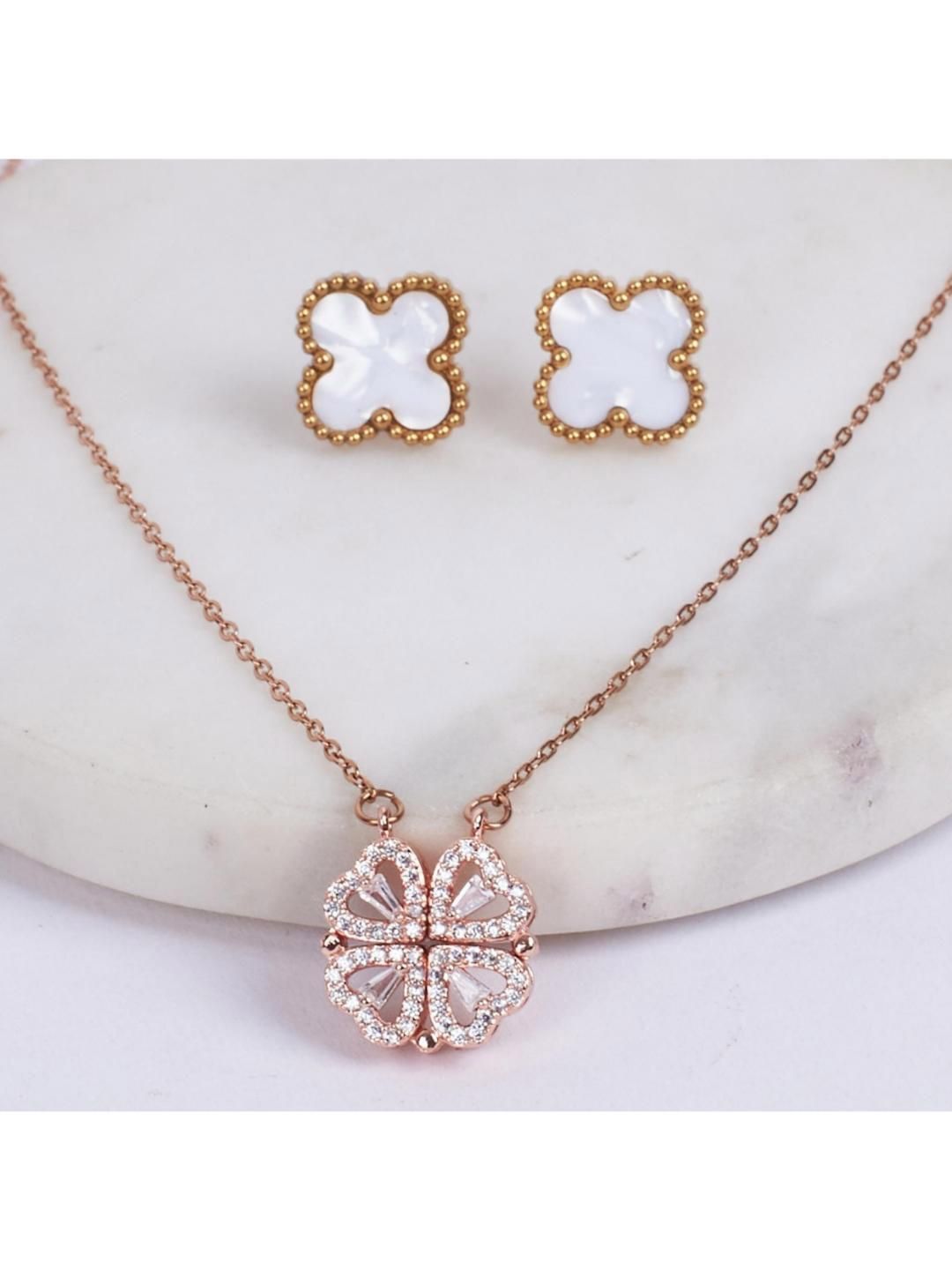 SALTY Stone-Studded Heart Magnetic Jewellery Set