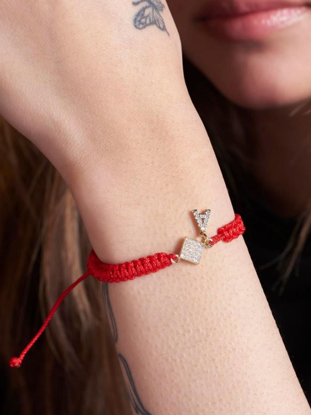 SALTY Women Stainless Steel Stone Studded Alphabet Y Wraparound Thread Bracelet