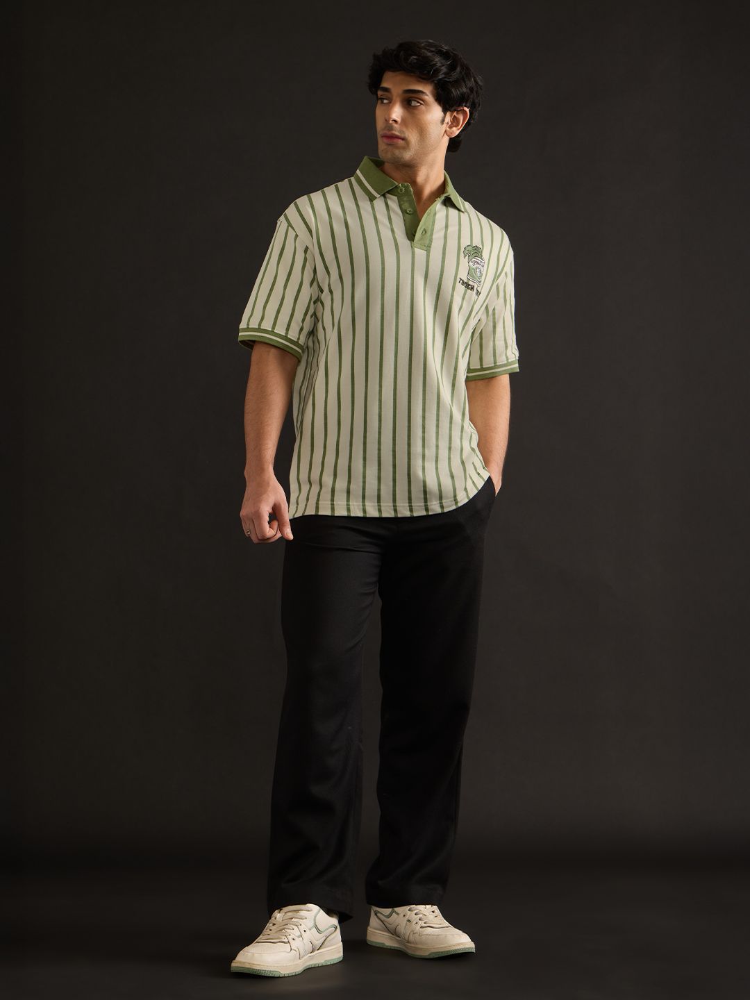 Men Oversized Popeye Printed Polo T-Shirt