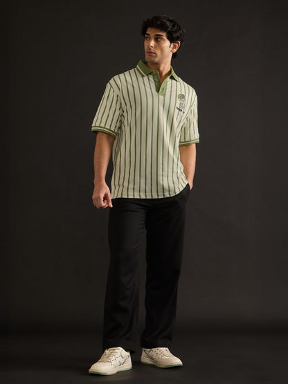 Men Oversized Popeye Printed Polo T-Shirt