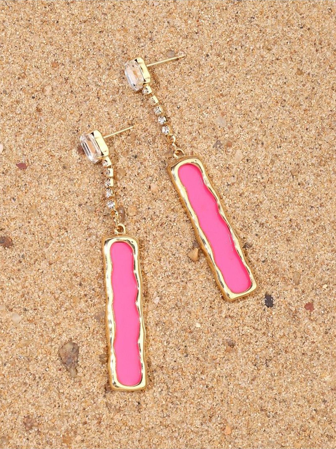 SALTY Rhinestone Beaded Contemporary Drop Earrings