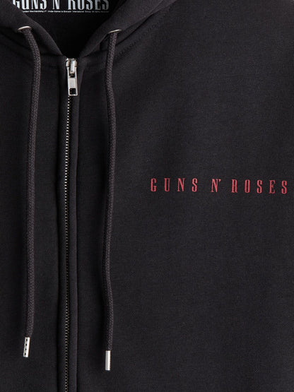 Loose Fit Printed Zip-through Hoodie