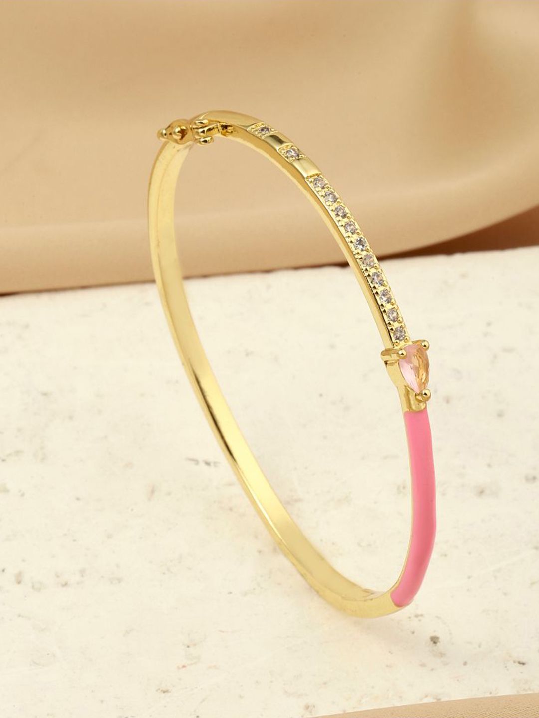 SALTY Gold-Plated Delicate Blossom Stone Studded Bangle-Style Bracelet