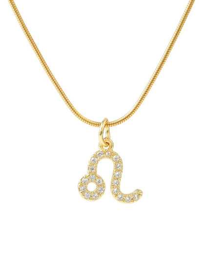 SALTY Set Of 2 Stones-Studded Libra & Leo Pendants With Chains