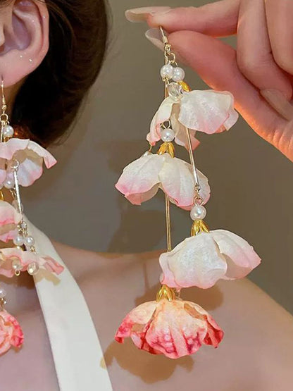 Gold Plated Pearls beaded Contemporary Drop Earrings