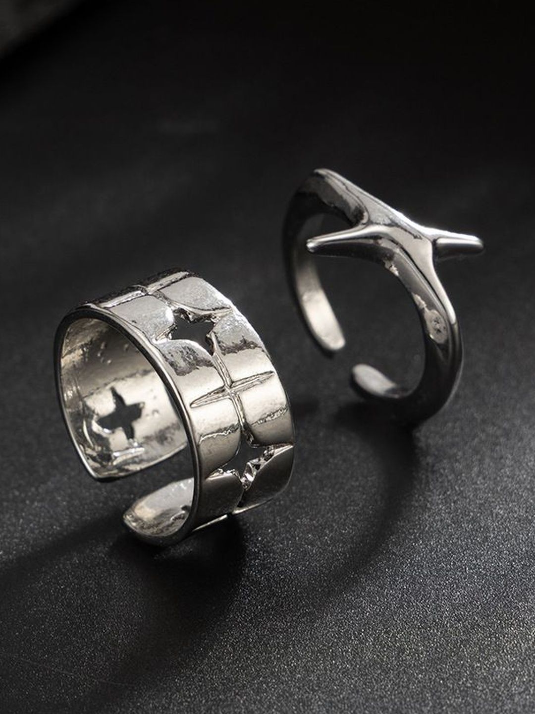 Set of 2 Silver-Plated Finger Ring