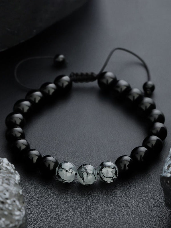Men Artificial Beaded Wraparound Bracelet
