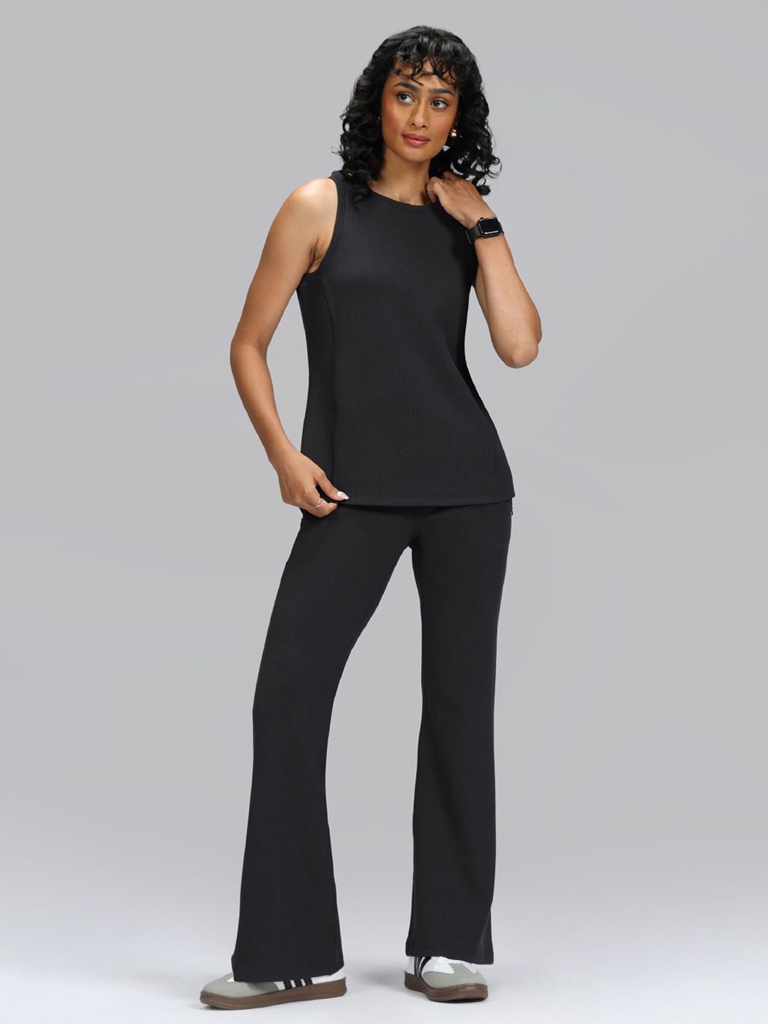 Women High-Rise RibSupreme Flare Regular Pants