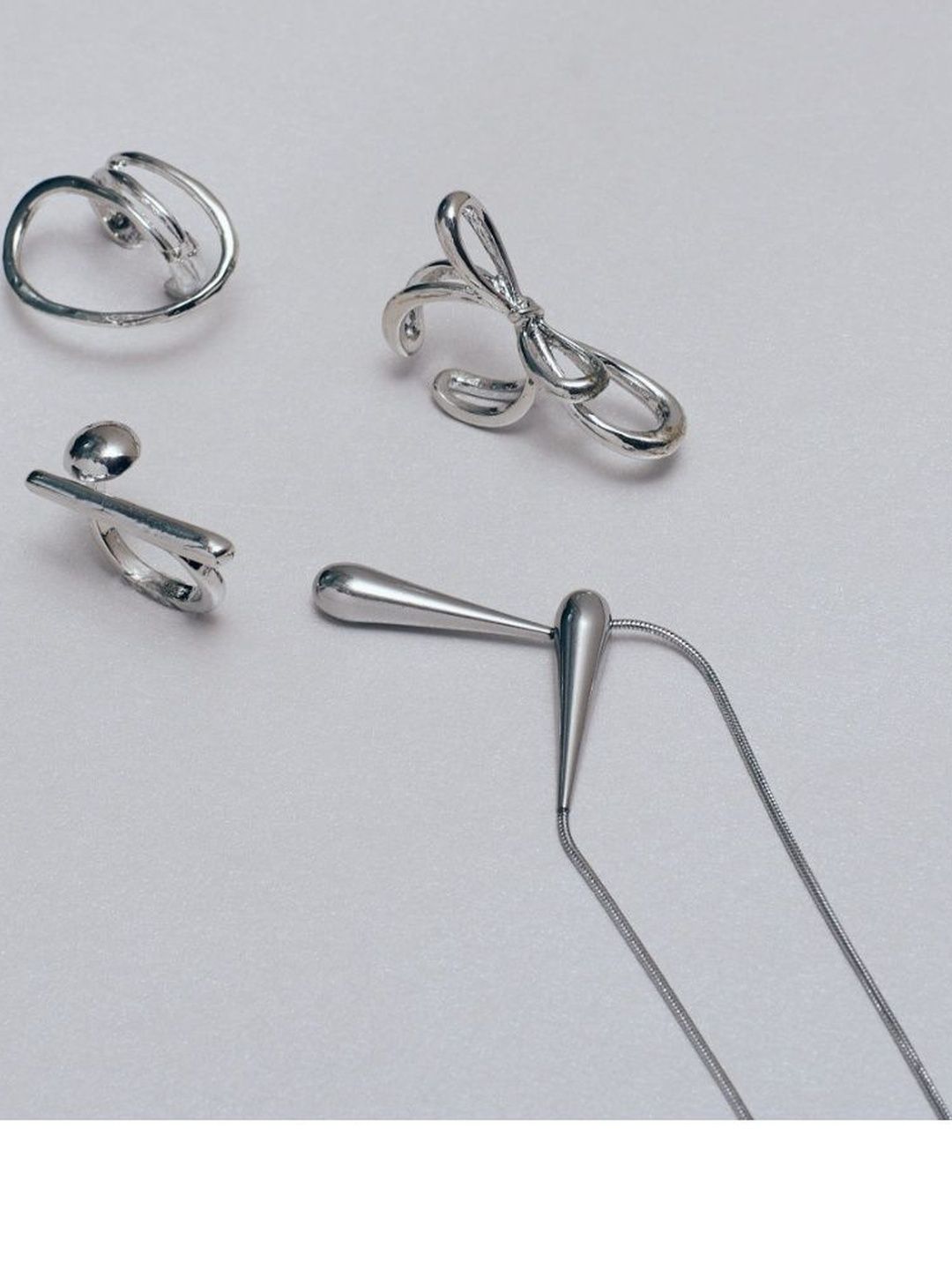 SALTY Set Of 3 Rings & Plain Necklace Jewellery Set