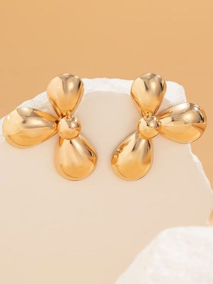 Gold-Plated Floral Chunky Drop Earrings