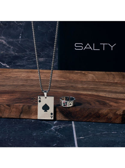 SALTY Maverick Ace Chain & Fortunes Card Ring Combo Jewellery Set