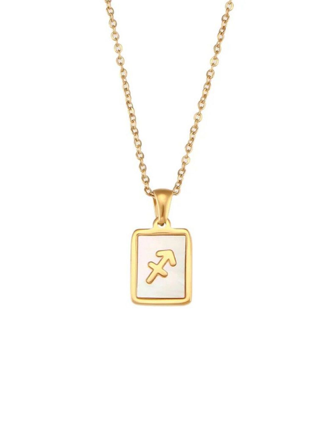 SALTY Gold & White Sign of the Stars Zodiac Sagittarius Pendant With Chain