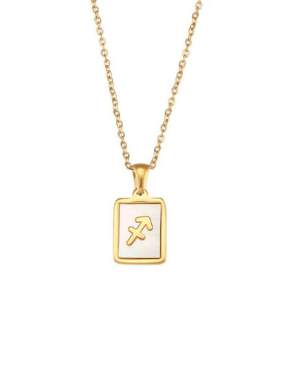 SALTY Gold & White Sign of the Stars Zodiac Sagittarius Pendant With Chain