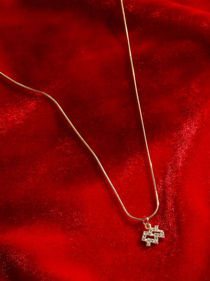 SALTY Set Of 2 Stones-Studded Aries & Aquarius Pendant With Chain