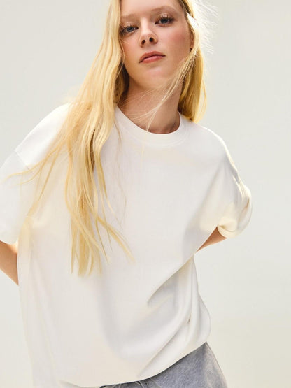 Short Sleeves Round Neck Oversized Fit Cotton T-shirt