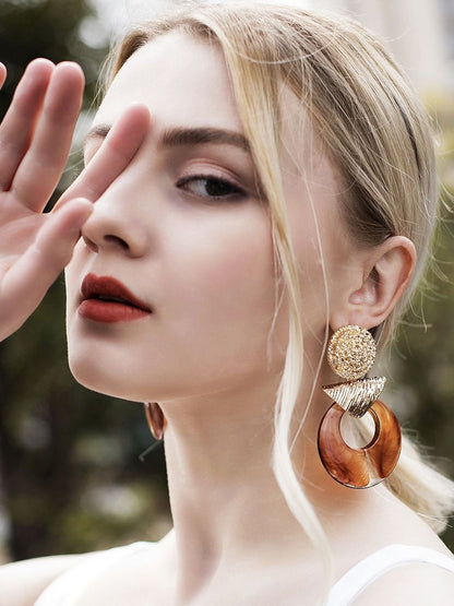 Gold-Plated Circular Drop Earrings