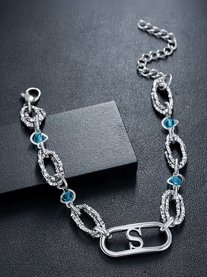 Men Antique Silver-Plated Link Bracelet