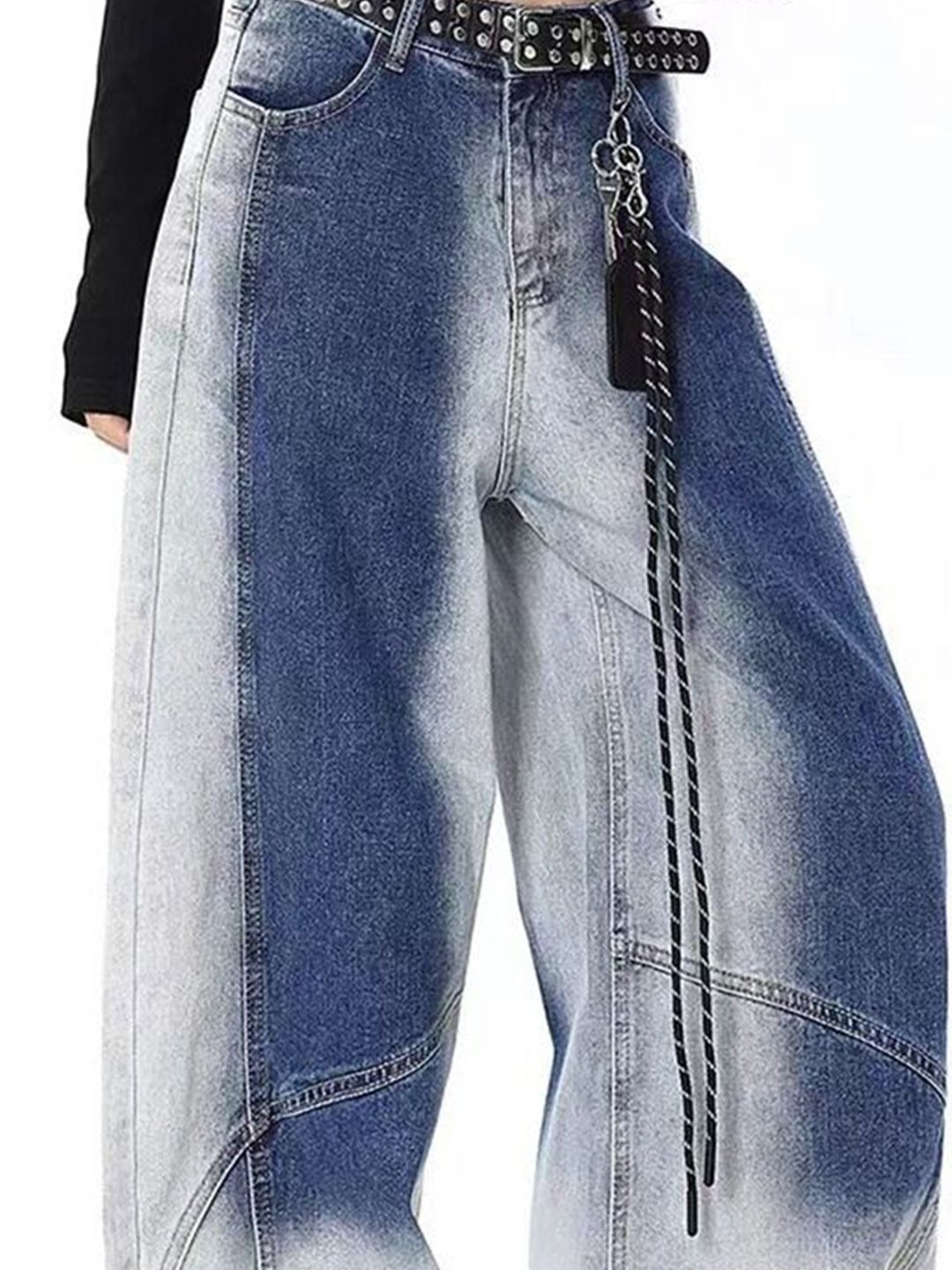 Women Wide Leg Mid-Rise Heavy Fade Jeans