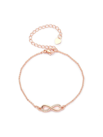 SALTY Women Stone Studded Forever Linked Infinity Charm Bracelet