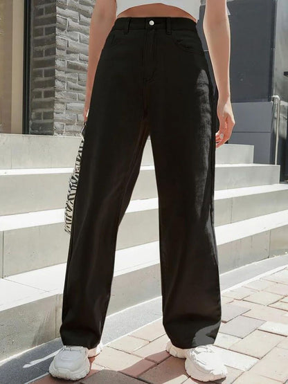 Women Cotton Straight Fit High-Rise Jeans