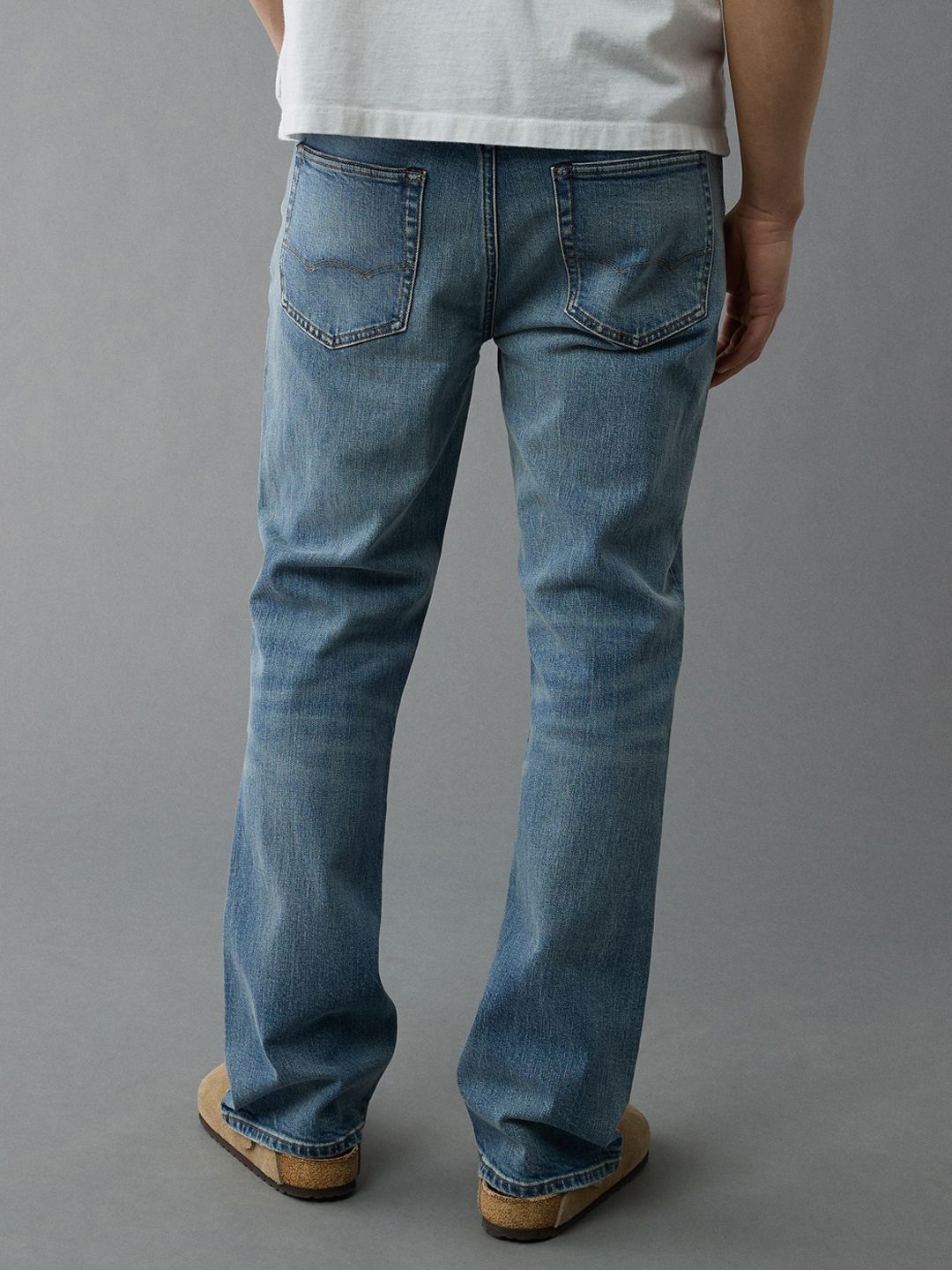 Men Bootcut Low Distress Light Fade Jeans