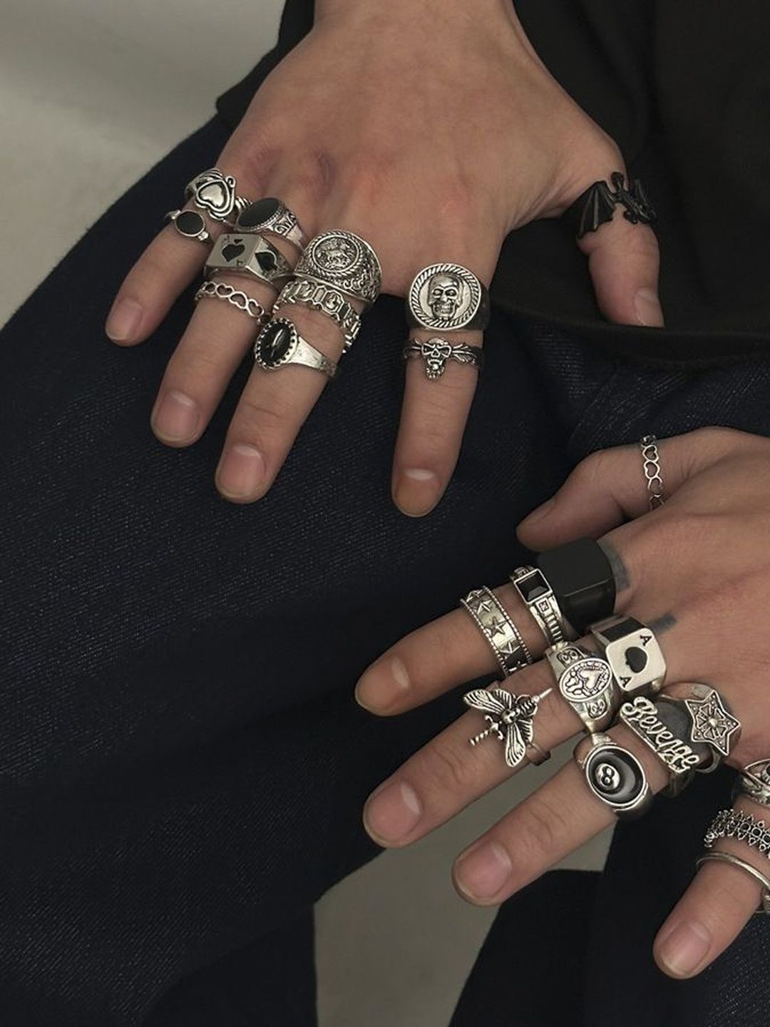 Men Set Of 24 Silver-Plated Stone-Studded Finger Ring