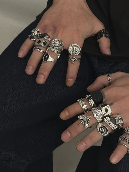 Men Set Of 24 Silver-Plated Stone-Studded Finger Ring