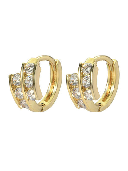 SALTY Gold-Plated Stone Studded Circular Meera Shine Hoop Earrings