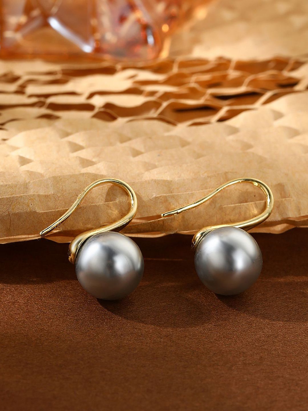 Gold-Plated Circular Beaded Chunky Hoop Earrings