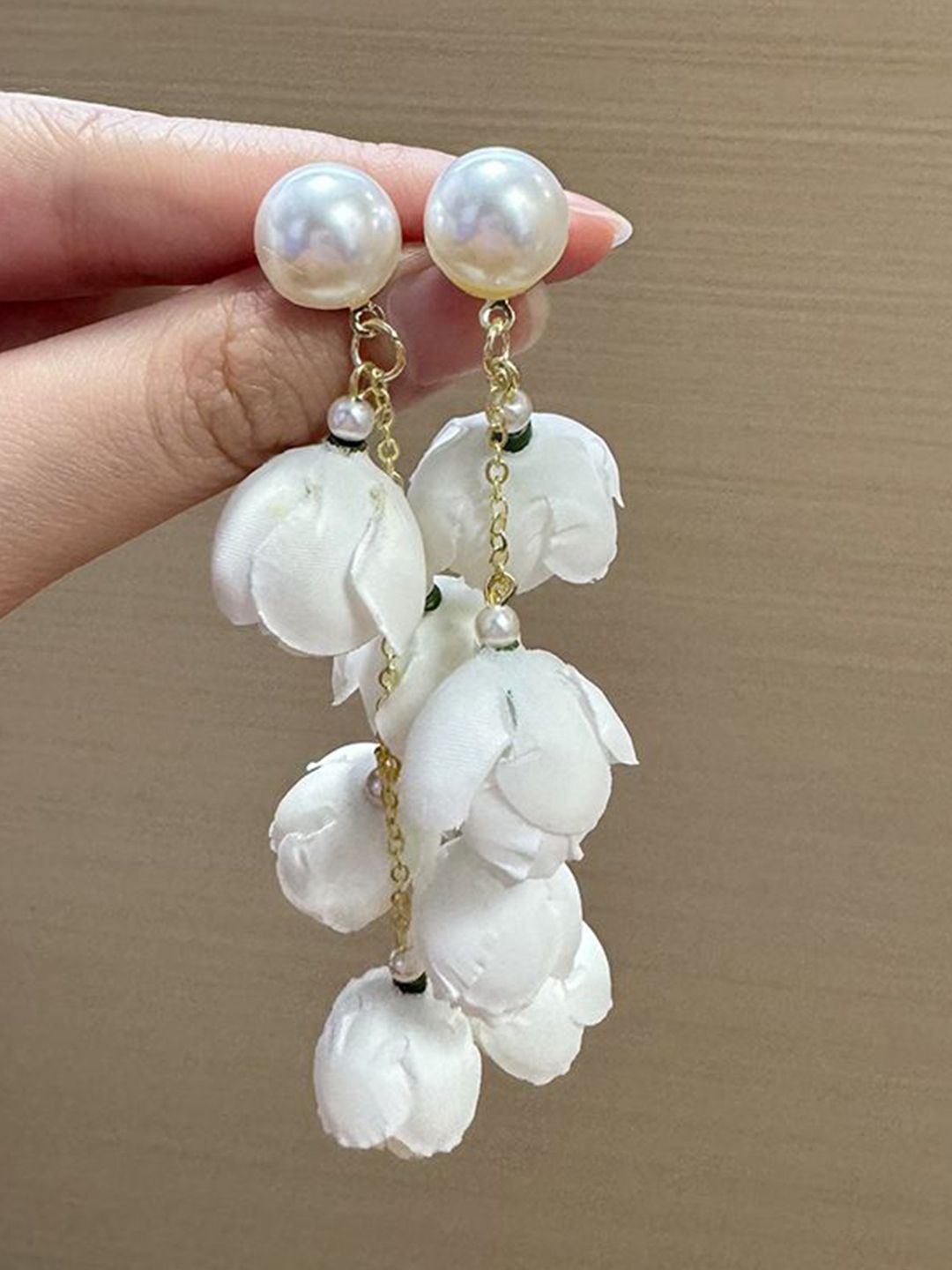 Pearls Beaded Floral Shaped Drop Earrings