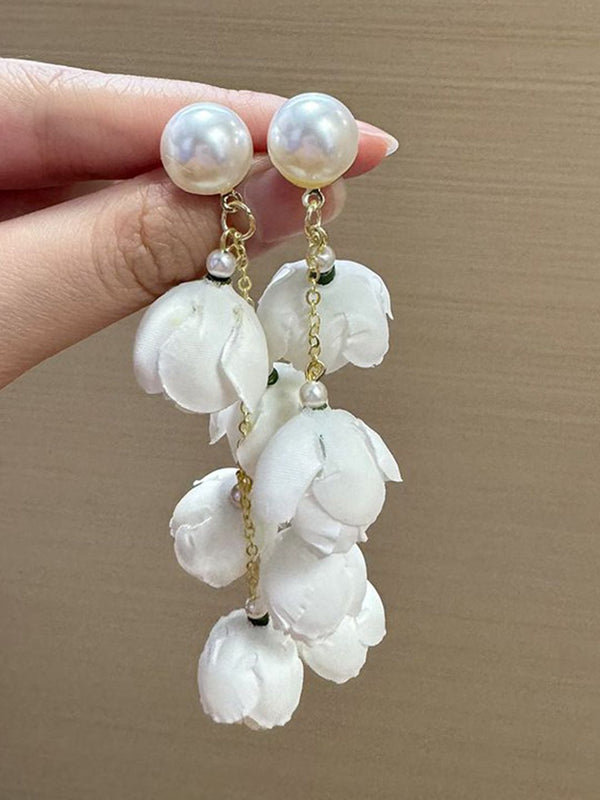 Pearls Beaded Floral Shaped Drop Earrings