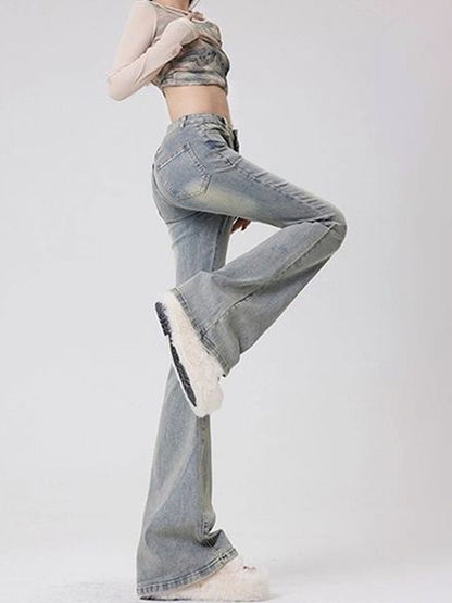 Women Wide Leg High-Rise Light Fade Jeans
