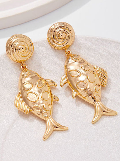 Gold-Plated Fish Shaped Drop Earrings