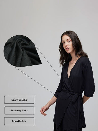 Black Ease Wrap Top