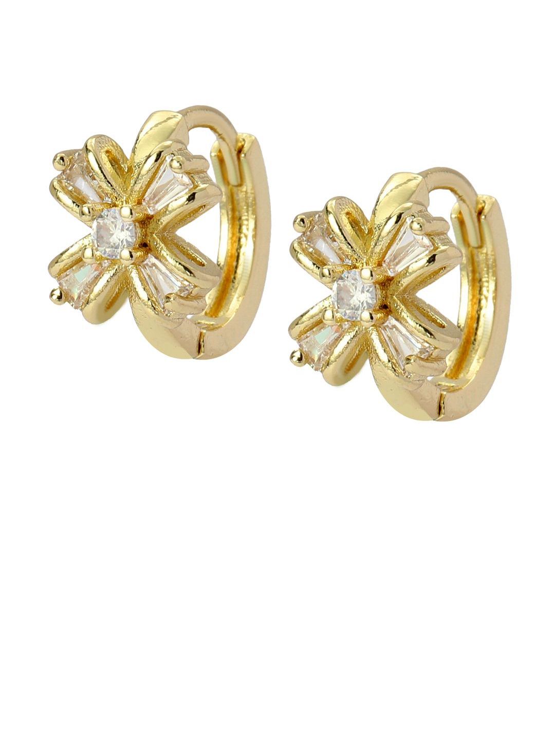 SALTY Gold-Plated Contemporary Artificial Stone Studded Studs Earrings