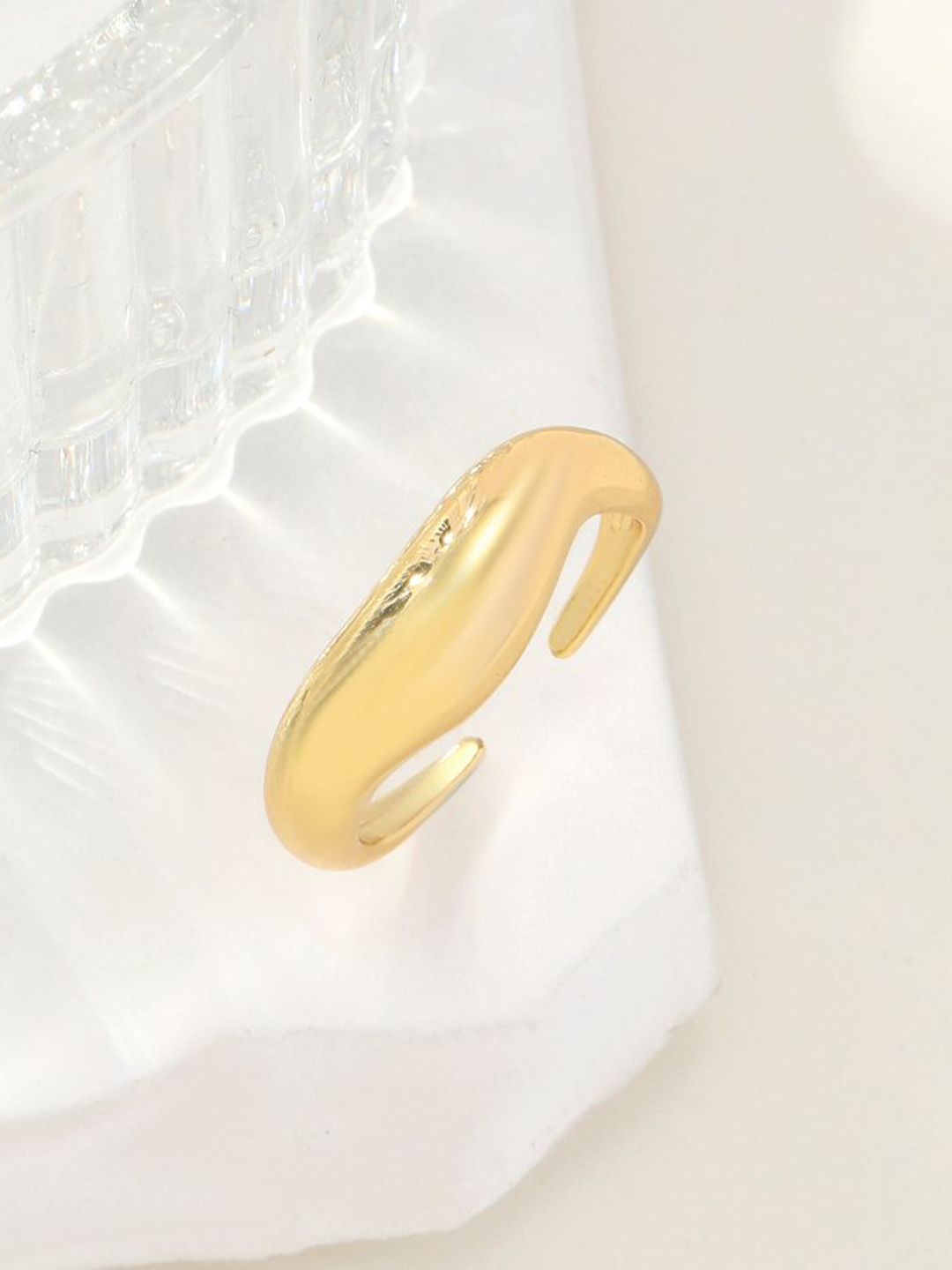 SALTY Women & Girls Molten Wave Golden Stylish Adjustable Finger Ring