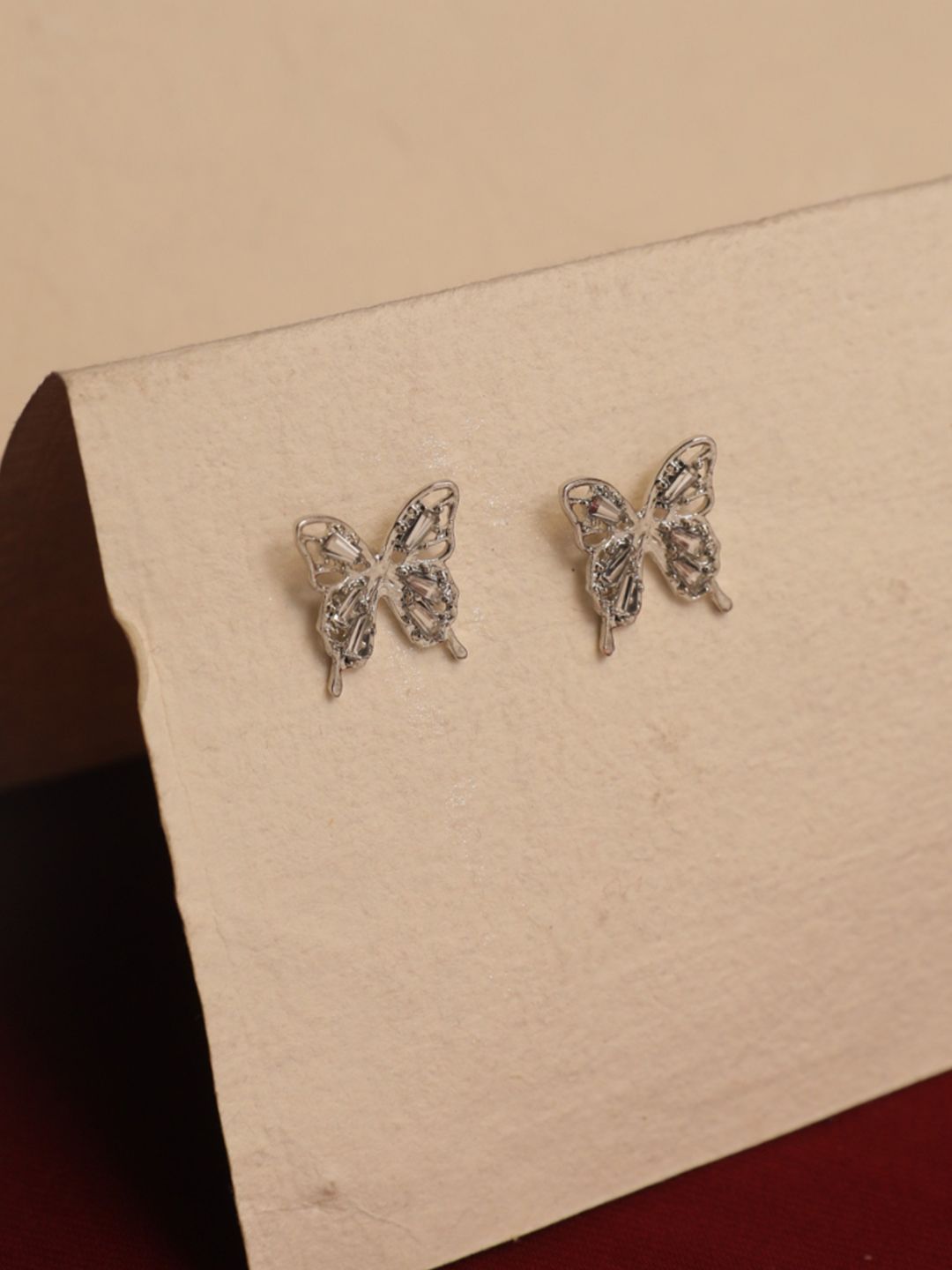 SALTY Stone Studded Butterfly Studs Earrings