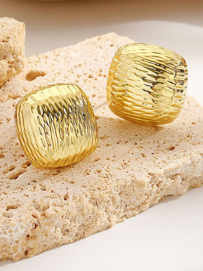 Gold-Plated Square Studs Earrings