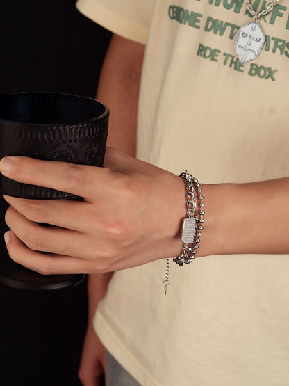 Men Handcrafted Silver-Plated Link Bracelet