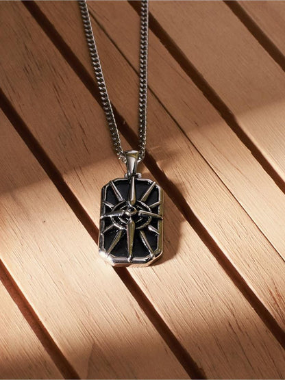 SALTY Unisex Stainless Steel Vintage Travel Pendant with Chain