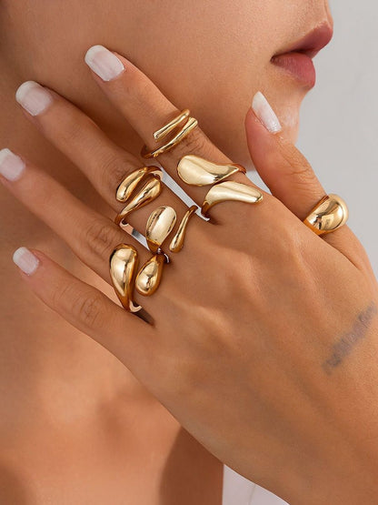 Set of 6 Gold-Plated Finger Ring