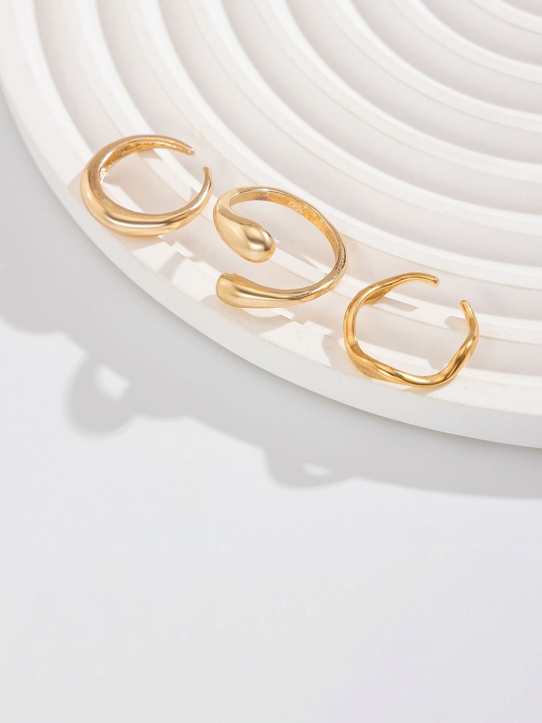 Set of 3 Gold-Plated Finger Ring