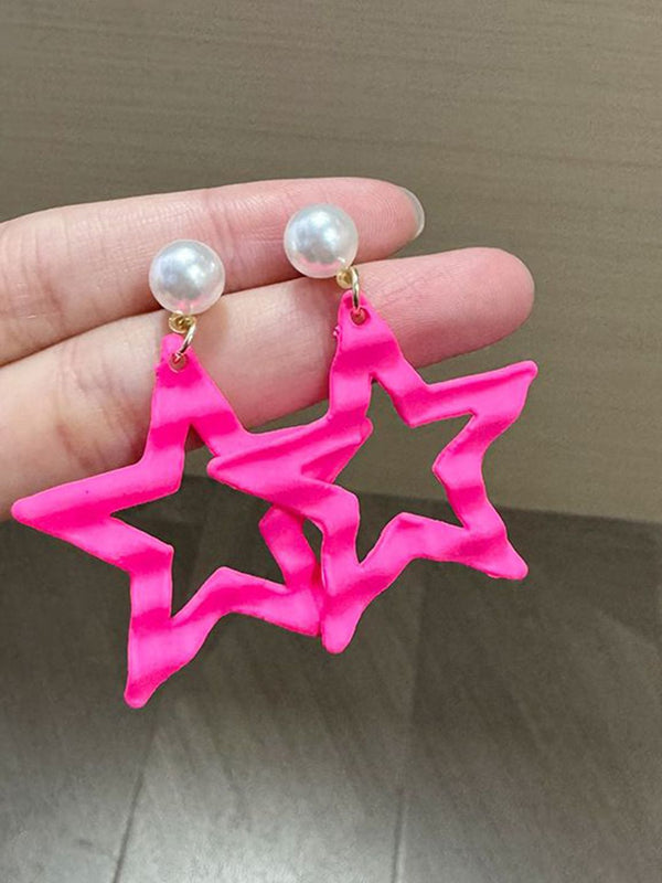 Artificial Beads Star Shaped Drop Earrings