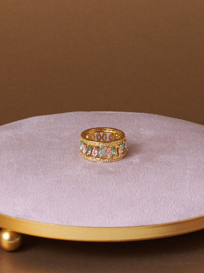 SALTY Pack of 2 Women 2 in 1 Baguette diamond Ring