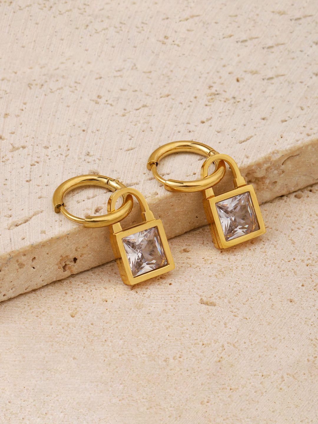 SALTY Rhapsodic Stainless Steel Contemporary Half Hoop Earrings