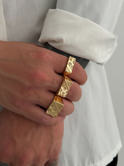 Men Set Of 3 Gold-Plated Finger Ring