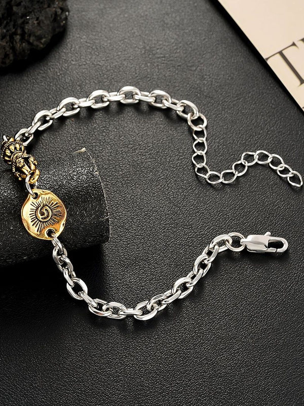 Men Handcrafted Silver-Plated Armlet Bracelet